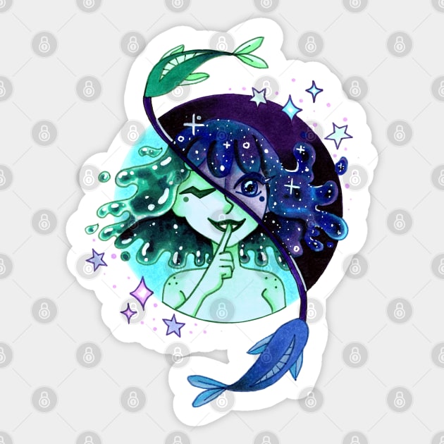 Pisces Sticker by LittleGreenHat